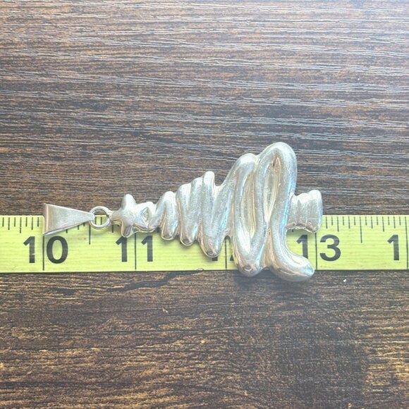 VTG Sterling Silver 925 Christmas Tree Puffed Design Pendant Size 3" Length - Picture 7 of 9